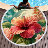 Lofaris Hawaii Styles Floral Relaxtion Round Beach Towel
